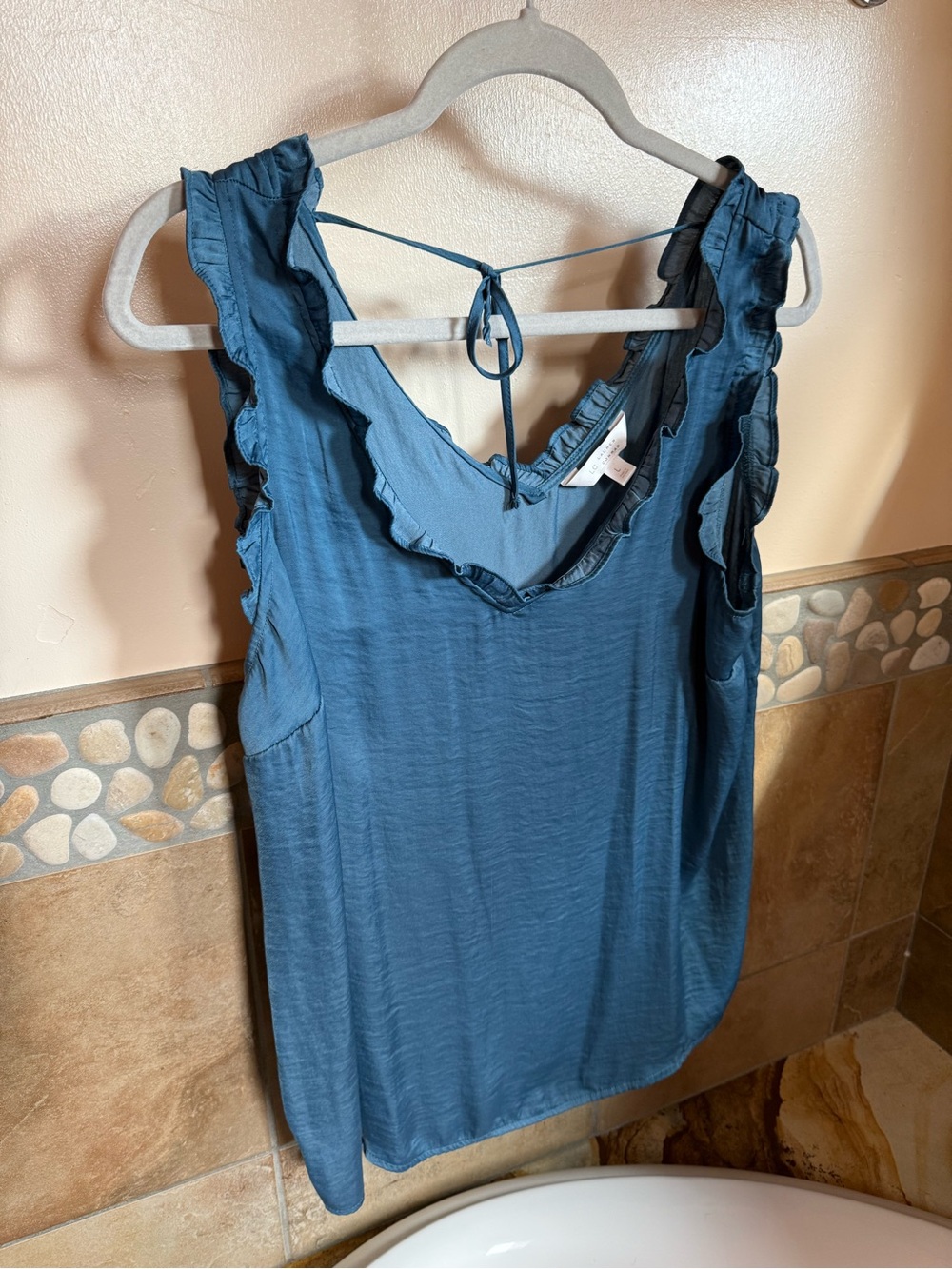 LC Lauren Conrad Teal Ruffle-Trim Tie-Back Camisole